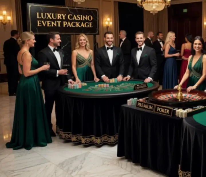 Elegancko zaaranżowane stoły kasynowe na wieczorze casino-style