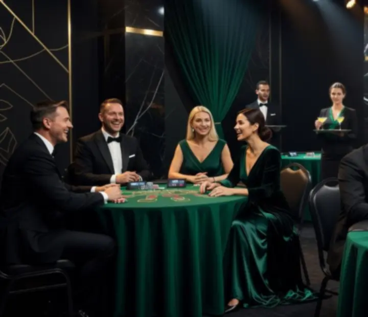 Galeria zdjęć z eleganckich eventów korporacyjnych w stylu kasynowym.