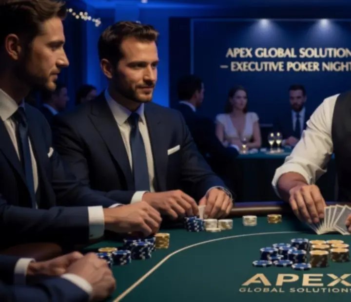 Stół pokerowy przygotowany na wieczorne wydarzenie Poker Night