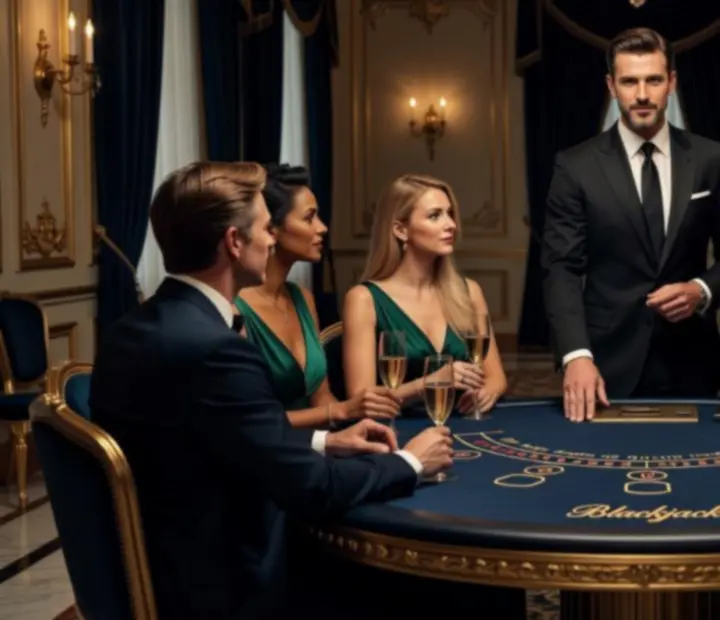 Stół blackjack VIP przygotowany na ekskluzywne przyjęcie
